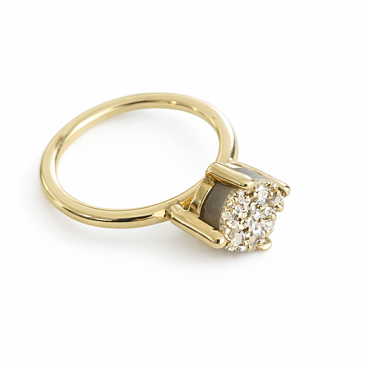 18K Gold Plated Gold Druse Ring
