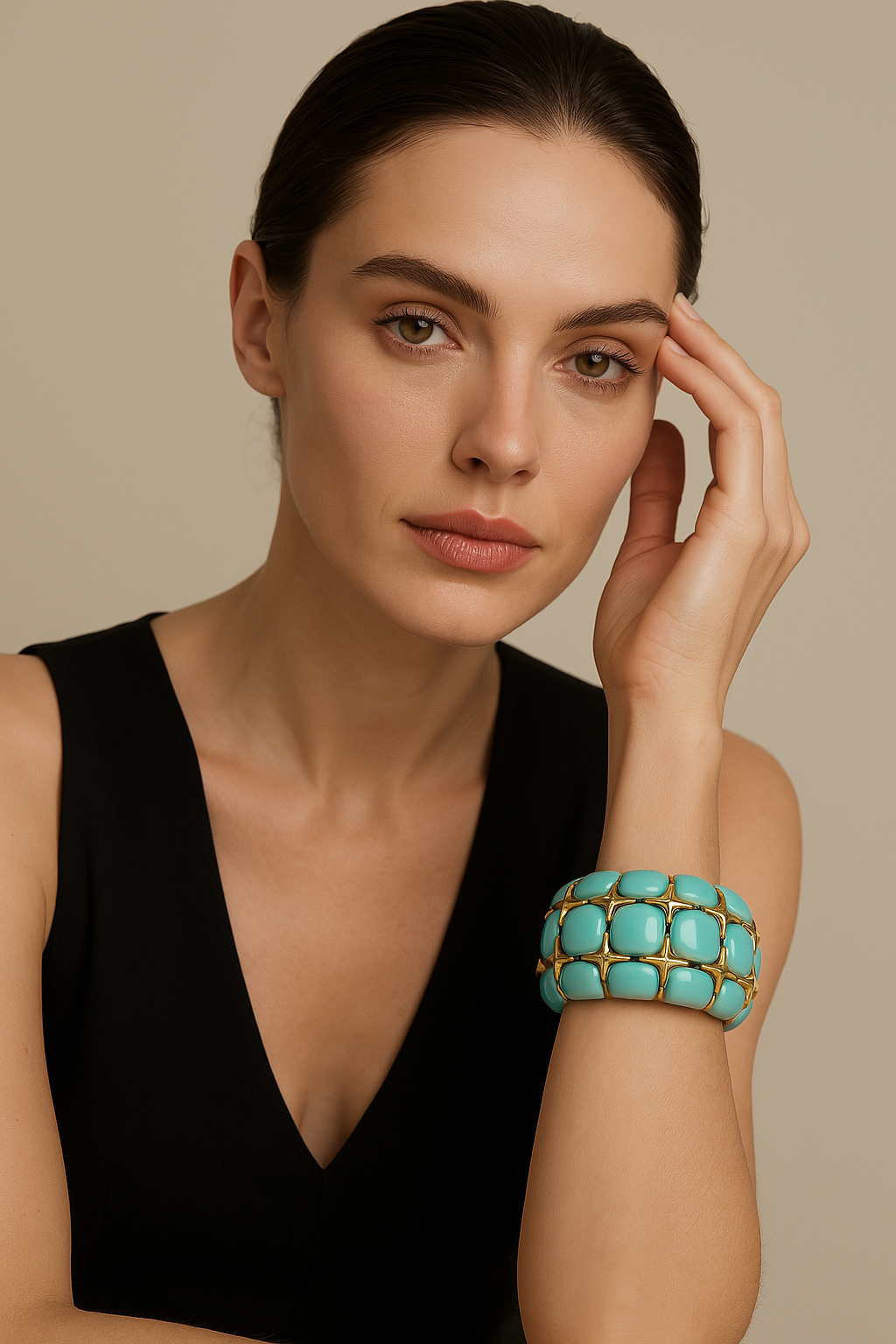 Turquoise Quilted Color Stretch Bangle Bracelet