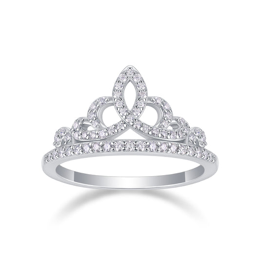 Crown Diamond Moissanite Ring – Elegant 925 Sterling Silver Tiara Design