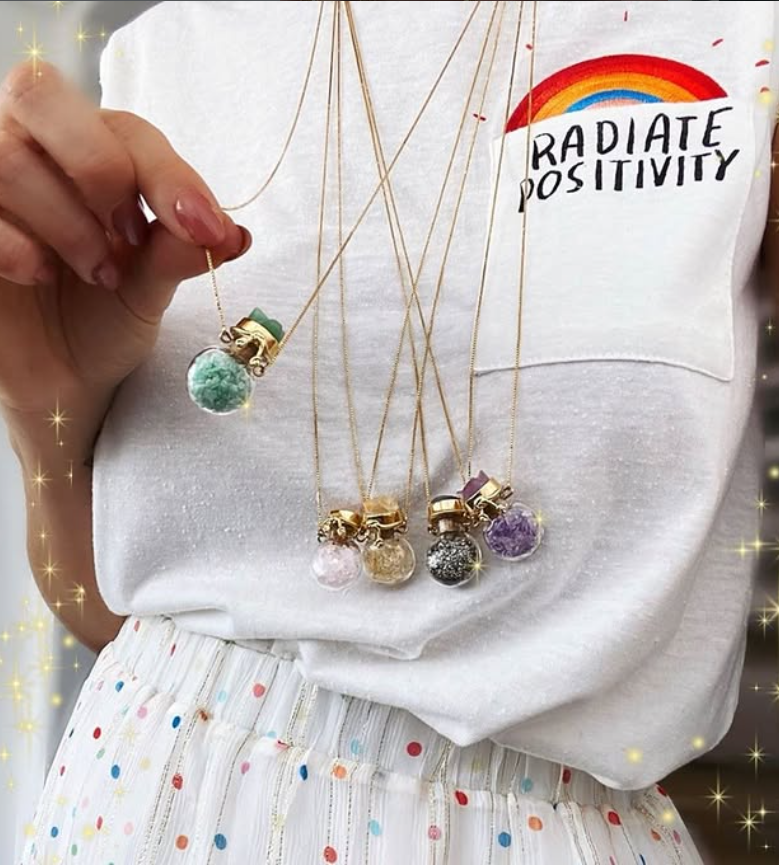 Crystal Vial Necklace – Natural Quartz Stones | 18K Gold Plated
