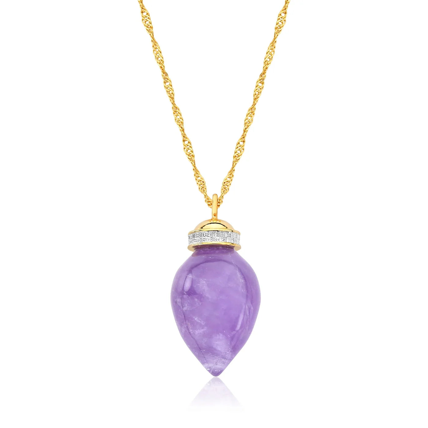 Long Amethyst Necklace – Natural Stone | 18K Gold Plated
