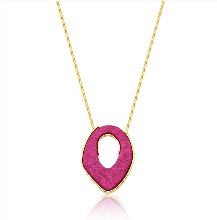 Pink Feldspar Necklace – 18K Gold Plated