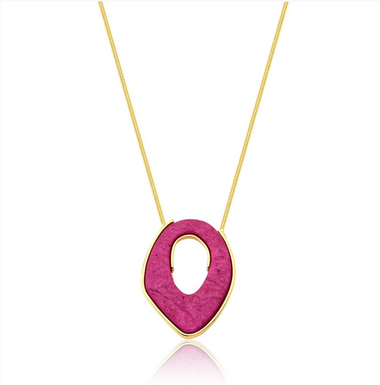 Pink Feldspar Necklace – 18K Gold Plated
