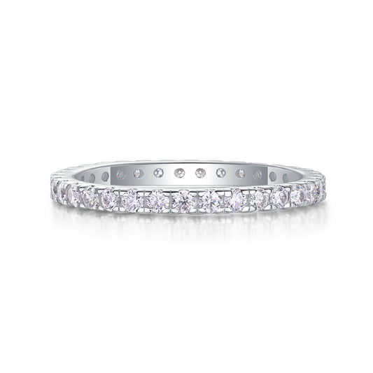 Eternal Sparkle Band — Moissanite Pavé Eternity Ring in 925 Sterling Silver