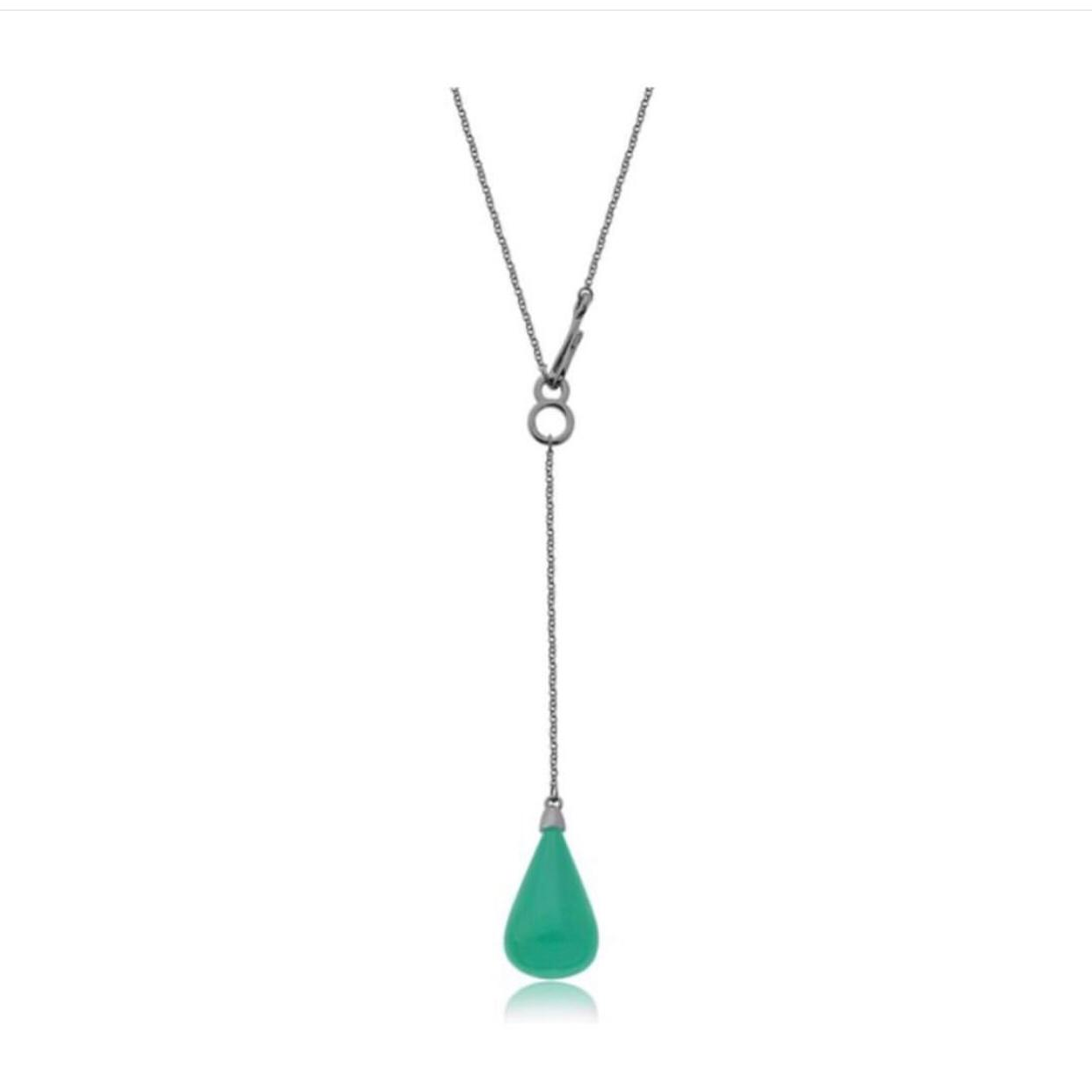 Natural Green Agate Necklace – Black Rhodium Finish