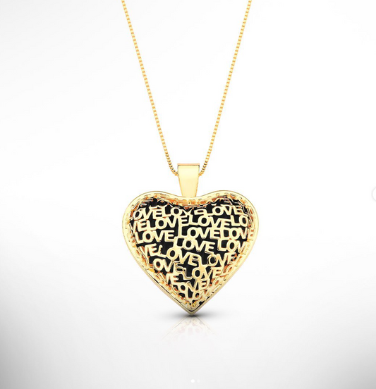 LOVE Double-Sided Heart Necklace – Onyx | 18K Gold Plated