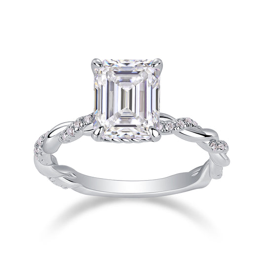 Eternal Brilliance — Emerald-Cut Royal Moissanite Ring