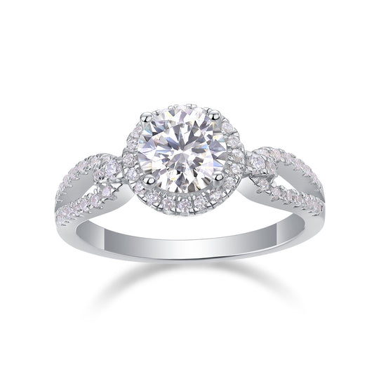 Radiant Halo Moissanite Wedding Ring — 925 Sterling Silver