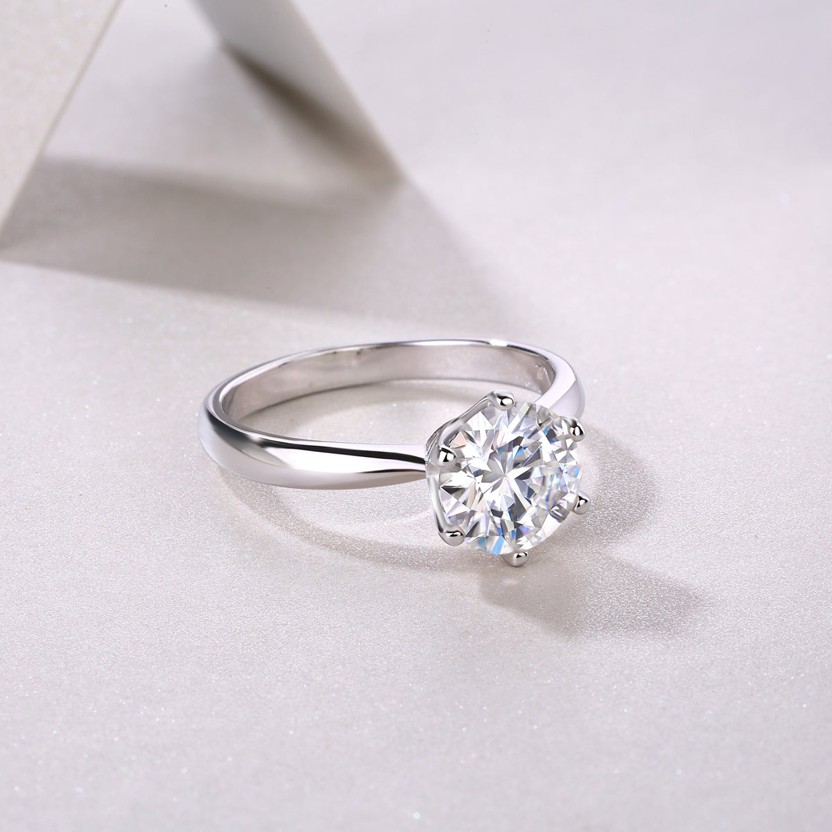 Classic Six-Prong Moissanite Solitaire Ring in S925 Sterling Silver – Timeless, Elegant & Brilliant