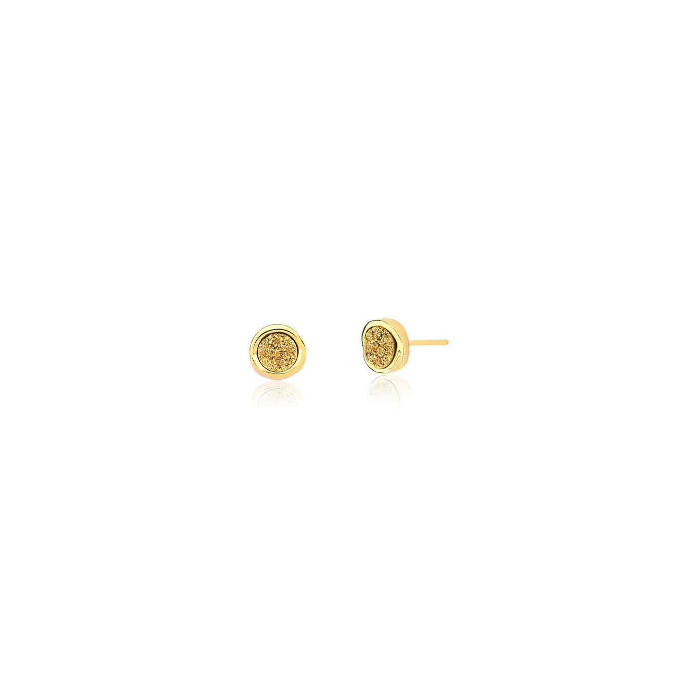 Gold Druse Stud Earrings – 18K Gold Plated