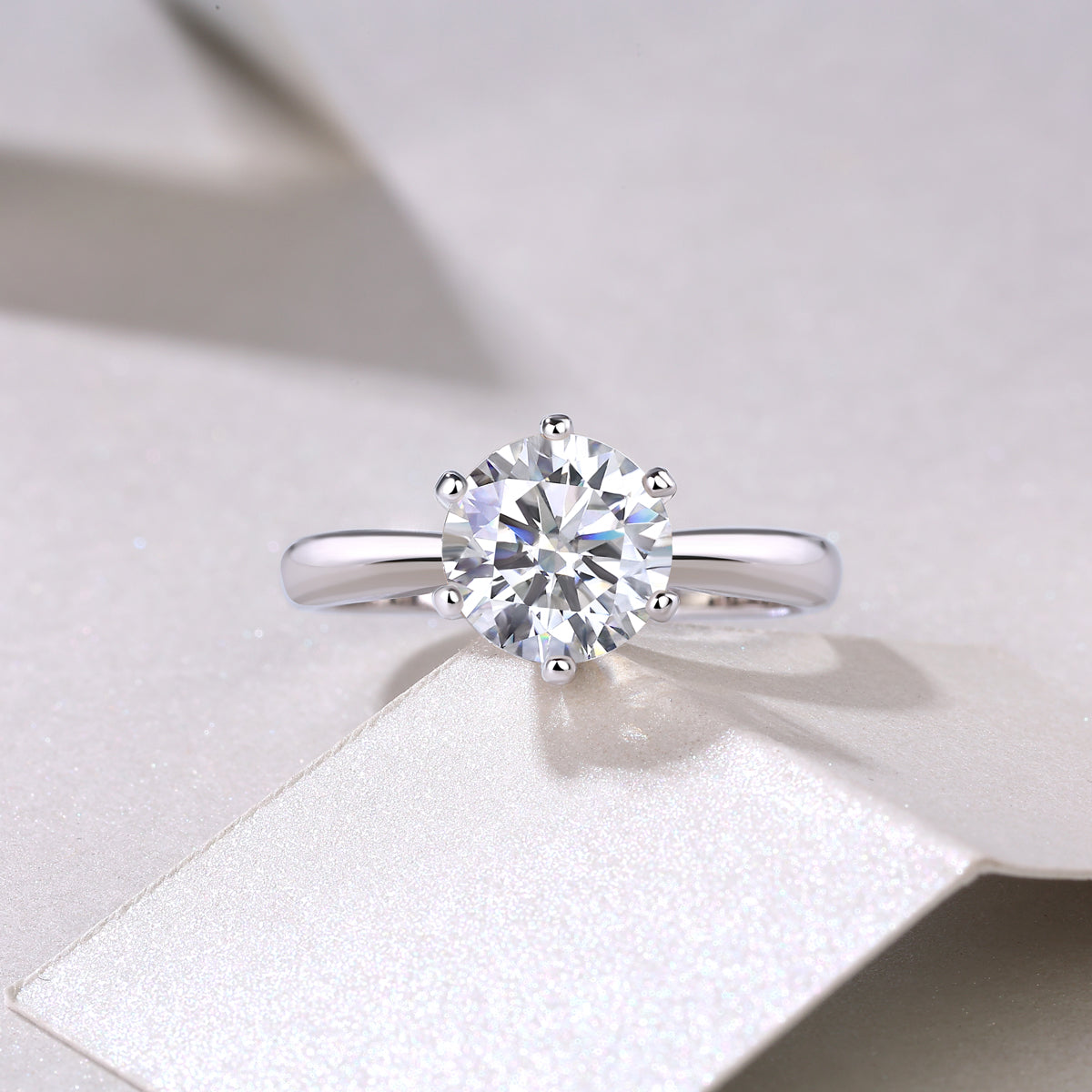 Classic Six-Prong Moissanite Solitaire Ring in S925 Sterling Silver – Timeless, Elegant & Brilliant