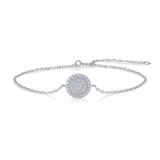 Moissanite Circle Bracelet • 925 Sterling Silver • Adjustable Luxury Design