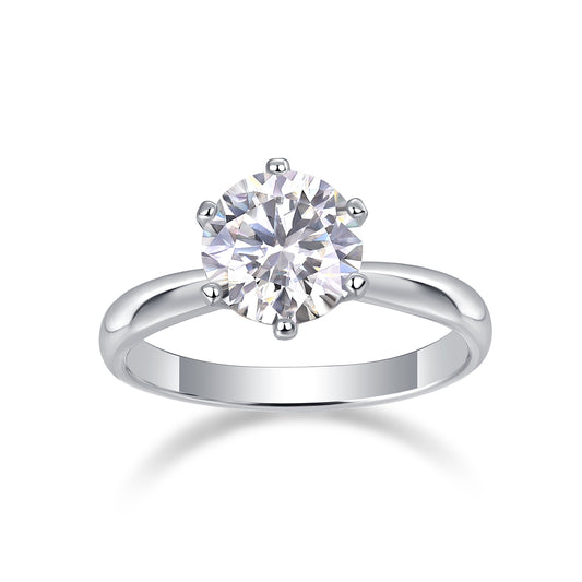 Classic Six-Prong Moissanite Solitaire Ring in S925 Sterling Silver – Timeless, Elegant & Brilliant