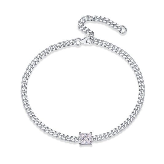 Luxe Moissanite Adjustable Chain Bracelet – 925 Sterling Silver