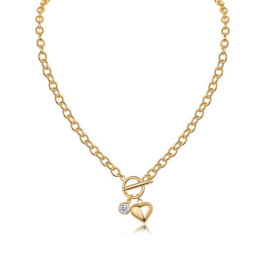 Elegant Gold-Finished Heart Toggle Necklace • Handcrafted Sterling Silver Chain