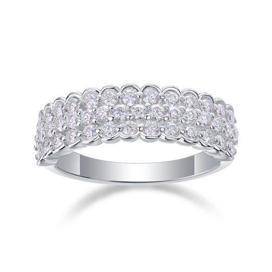 Radiant Multi-Row Moissanite Luxe Band — 925 Sterling Silver Diamond-Set Ring