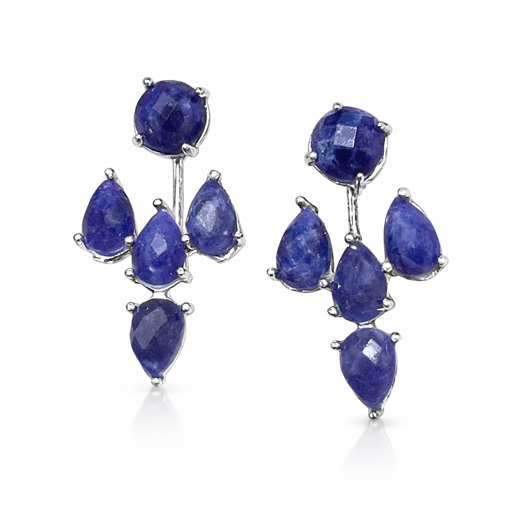 Natural Stone Ear Jacket Earrings – Silver Plated