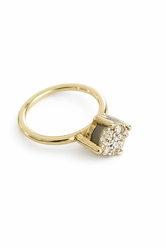 18K Gold Plated Gold Druse Ring