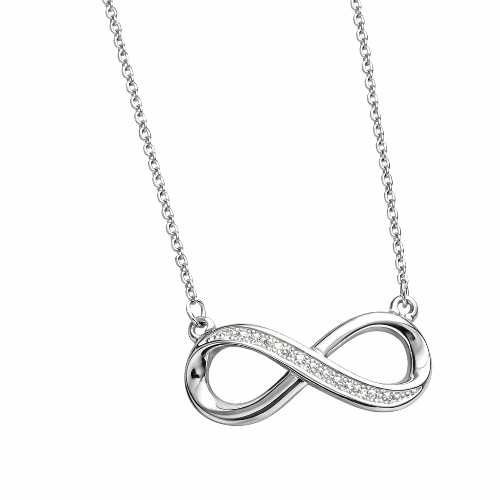 Sterling Silver Infinity Necklace – With Sparkling Accents