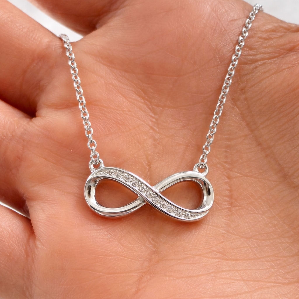 Sterling Silver Infinity Necklace – With Sparkling Accents