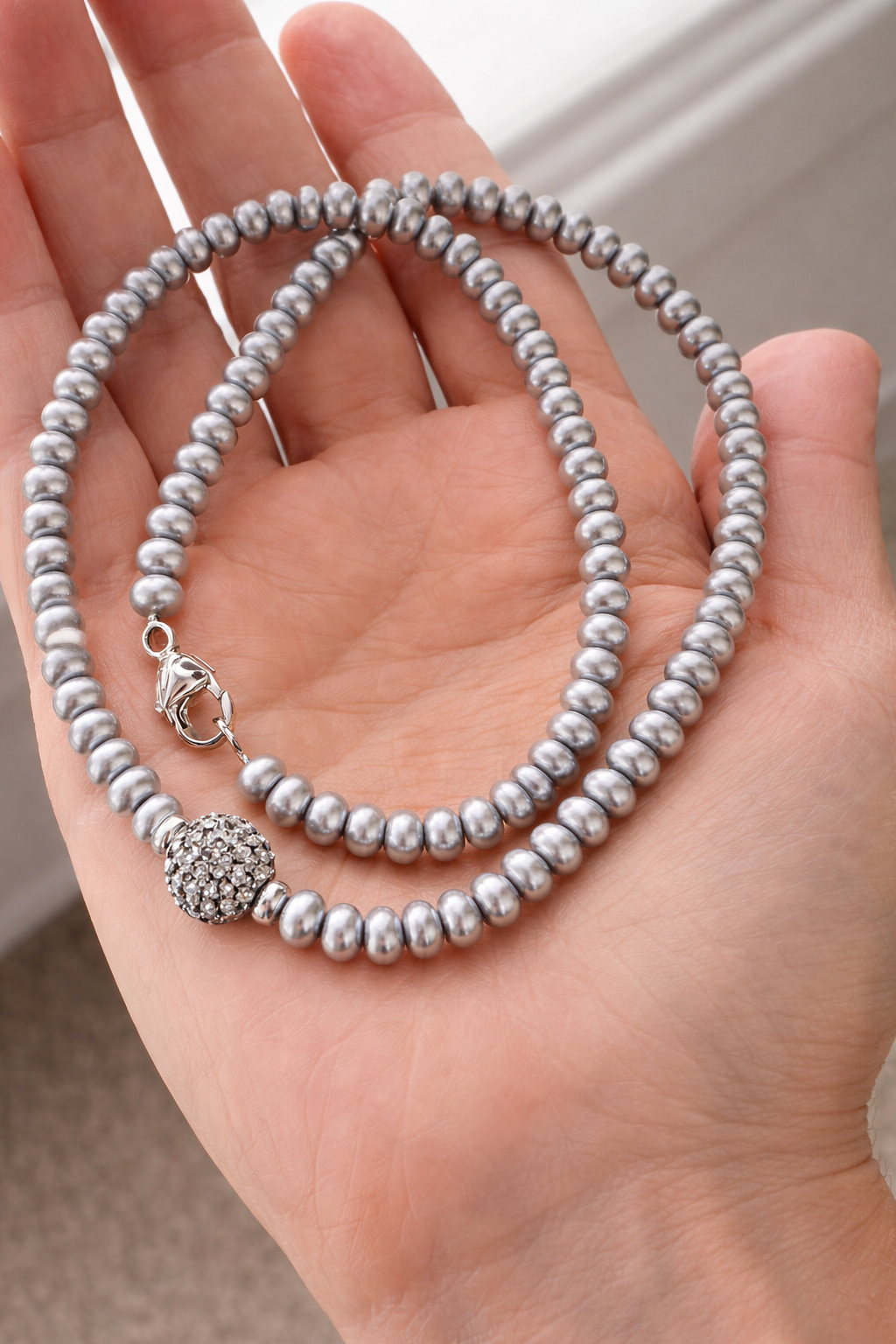 Cultured Freshwater Pearl Necklace & Earrings Set – Gray Pearls in 925 Sterling Silver