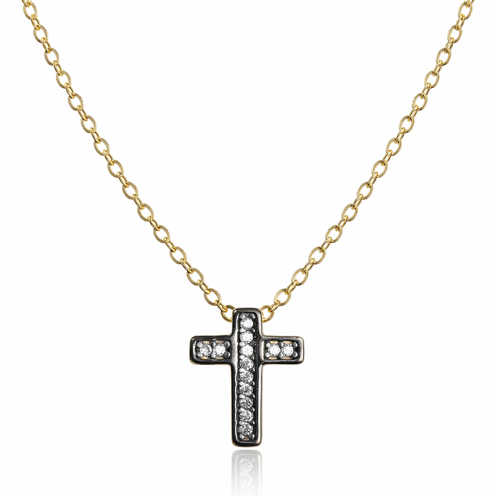 Sterling Silver 925 Cubic Zirconia Cross Necklace