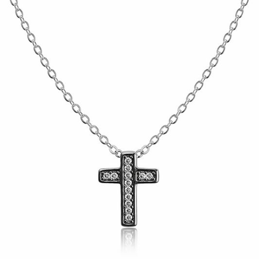 Sterling Silver 925 Cubic Zirconia Cross Necklace