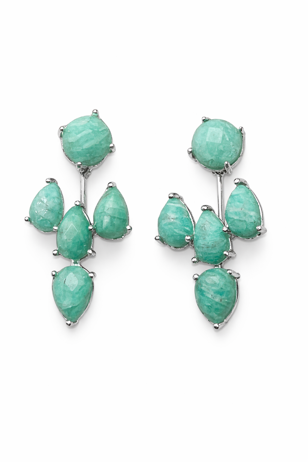 Natural Stone Ear Jacket Earrings – Silver Plated
