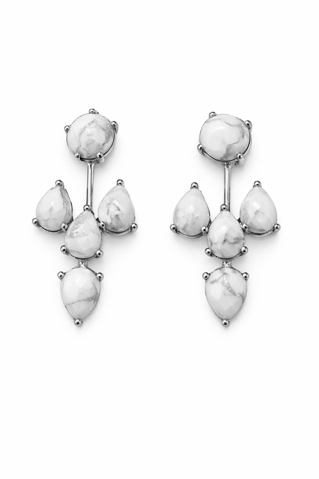 Natural Stone Ear Jacket Earrings – Silver Plated