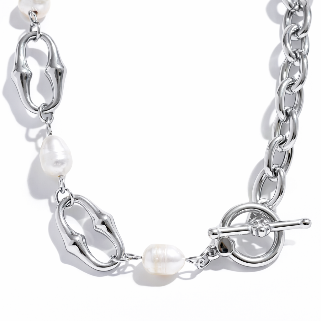 Natural Freshwater Pearl Stainless Steel Necklace