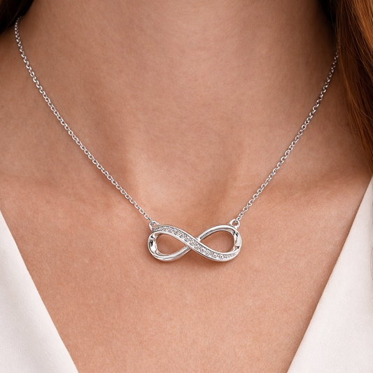 925 Sterling Silver Infinity Necklace – With Sparkling Accents