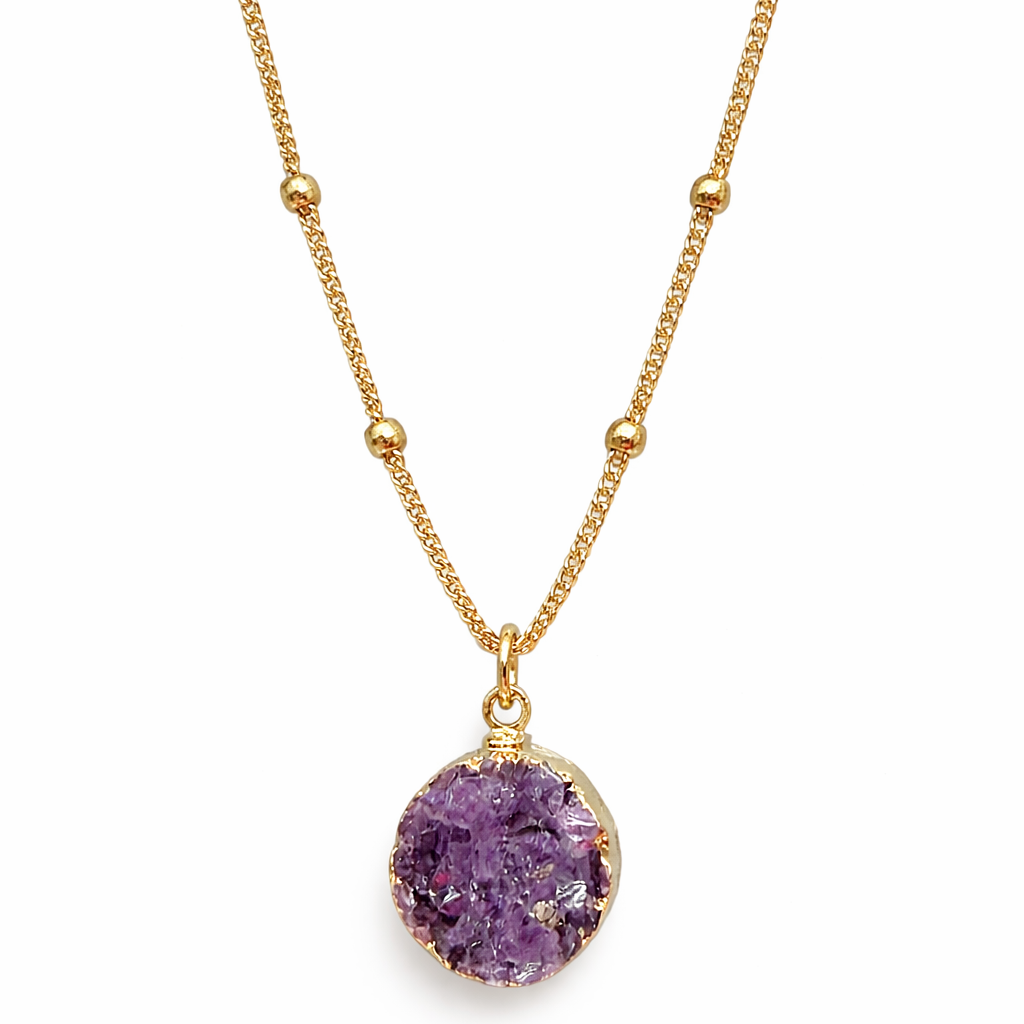 Natural Amethyst Druzy Necklace