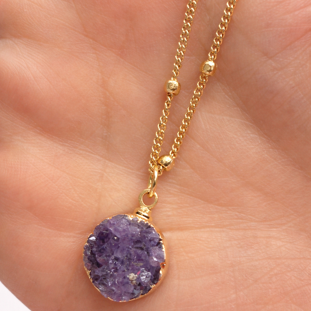 Natural Amethyst Druzy Necklace
