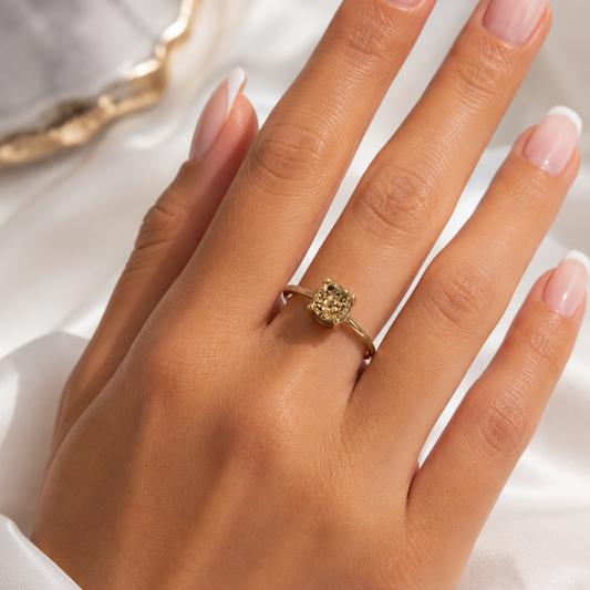 18K Gold Plated Gold Druse Ring