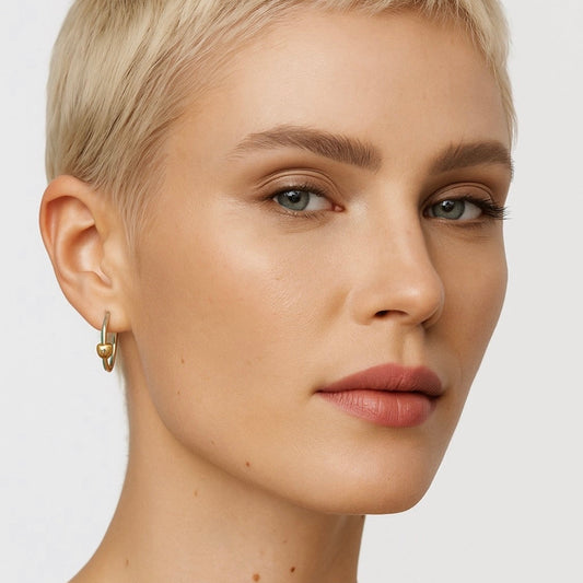 Stainless Steel Heart Accent Hoop Earrings