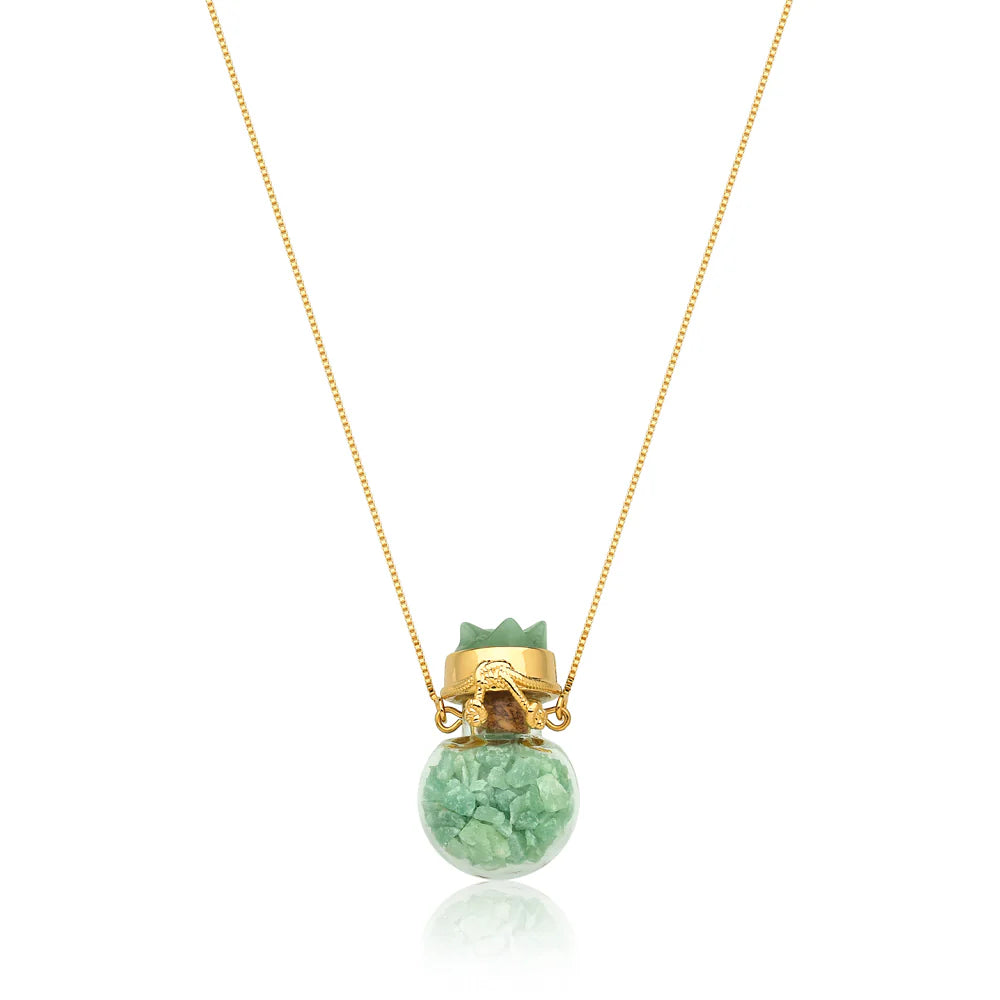 Crystal Vial Necklace – Natural Quartz Stones | 18K Gold Plated