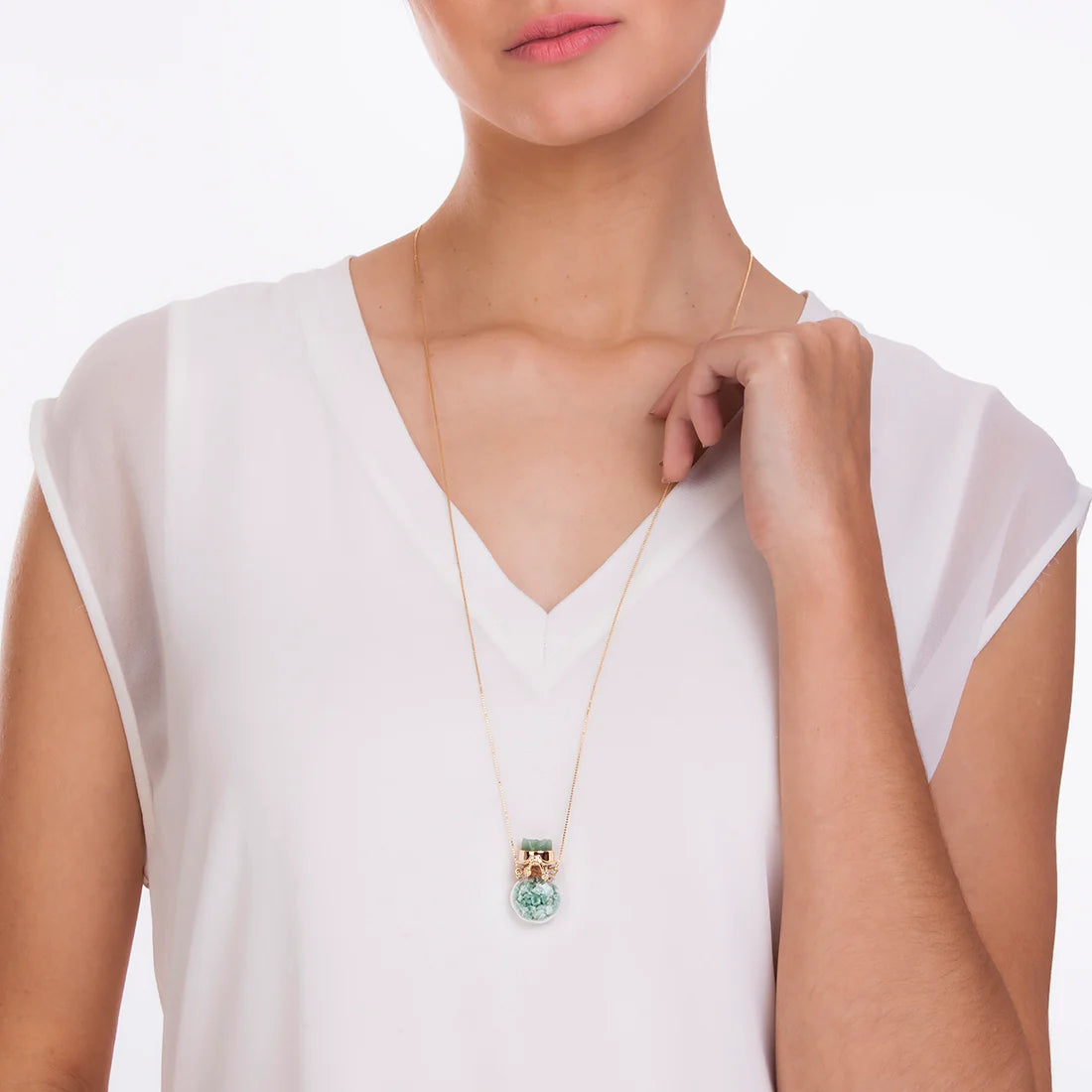 Crystal Vial Necklace – Natural Quartz Stones | 18K Gold Plated