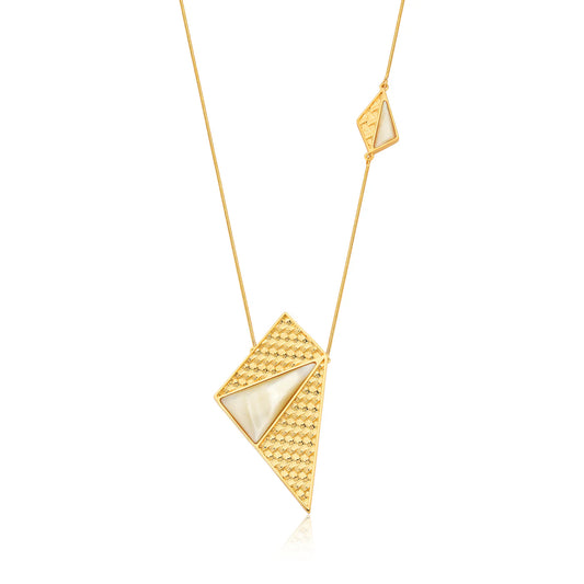 Mother of Pearl Geometric Necklace – 18K Gold Plated