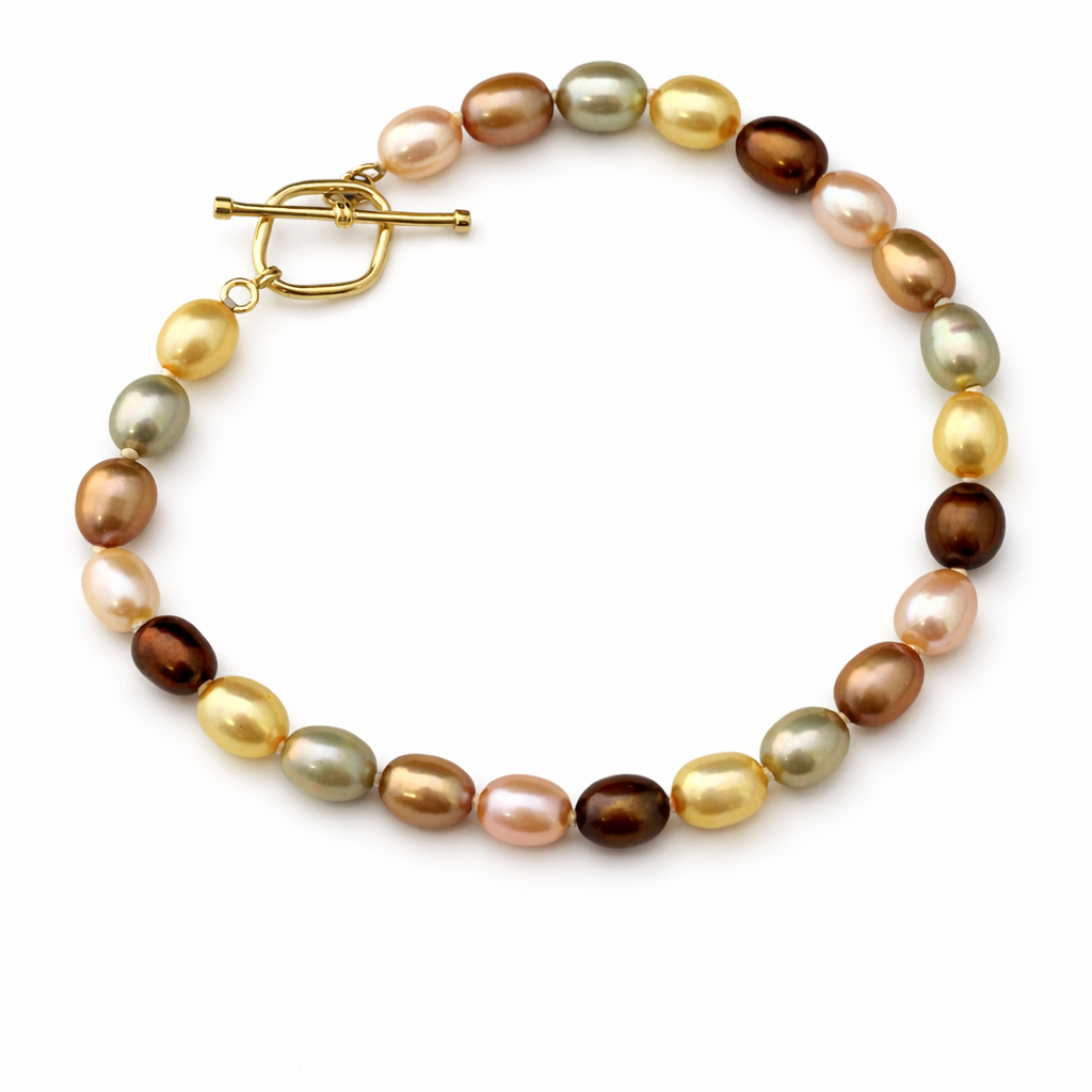 Freshwater Cultured Pearl Toggle Bracelet – 14K Gold, Multicolor
