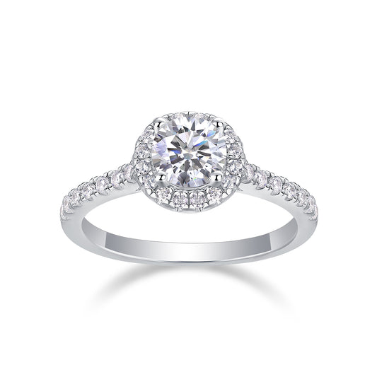Radiant Halo Moissanite Ring — 925 Sterling Silver Luxury Design