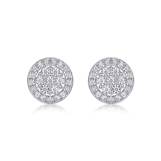 Circle Moissanite Halo Stud Earrings (925 Sterling Silver)
