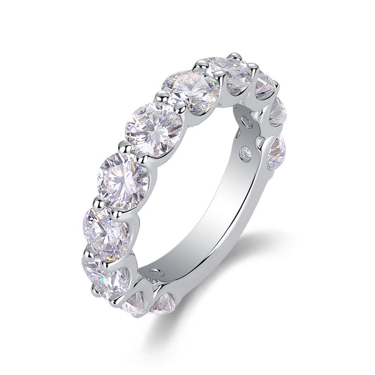 Handcrafted Sterling Silver Dazzling Moments Eternity Band • Elegant Platinum-Finished Design