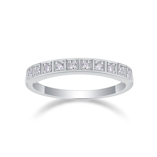 Diamond Row Moissanite Band — 925 Sterling Silver