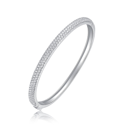 Luxury Moissanite Bangle in S925 Sterling Silver – Elegant, Minimal & Timeless