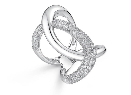 925 Sterling Silver Luxury Irregular Zirconium Cross Ring