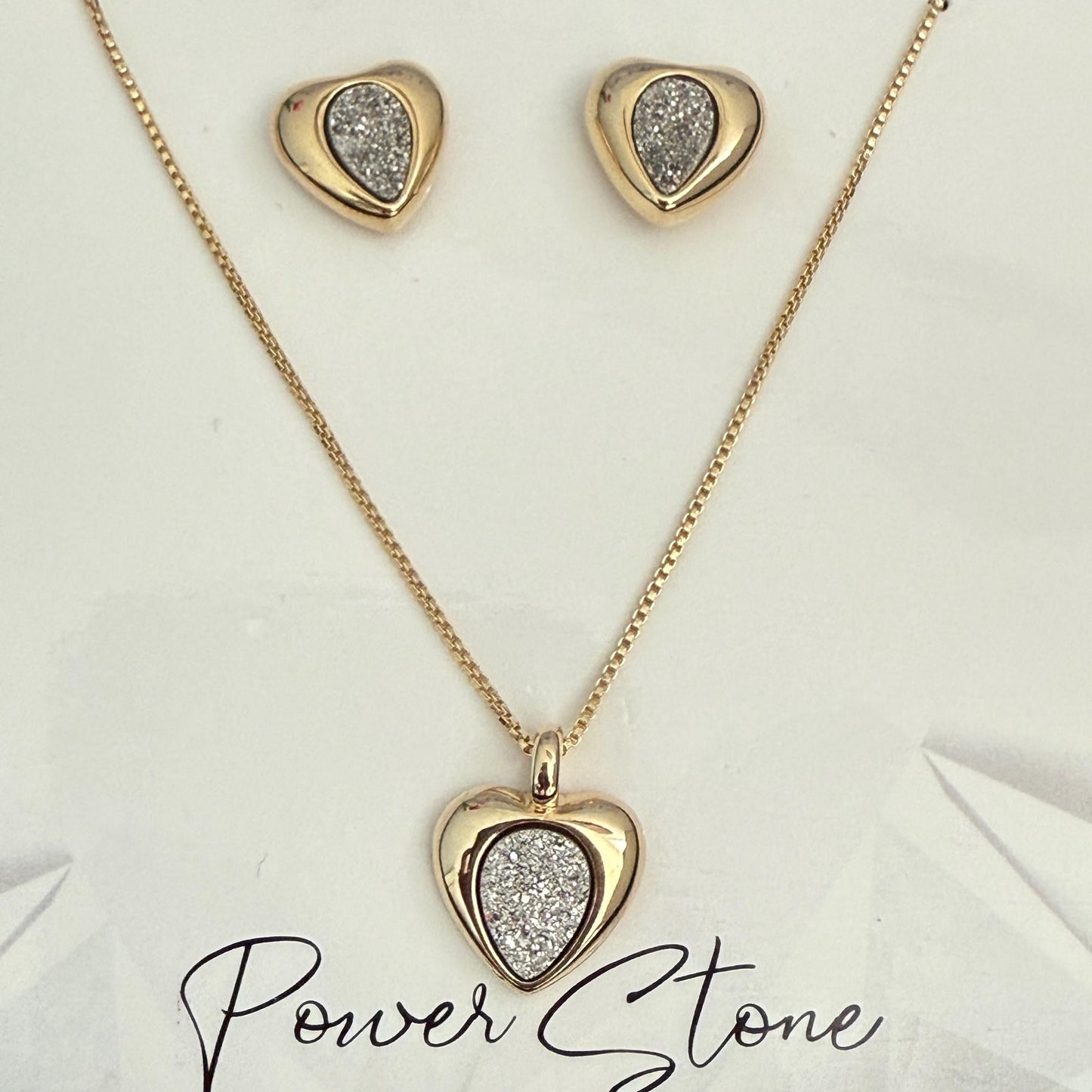 Luminous Heart Druzy Jewelry Set