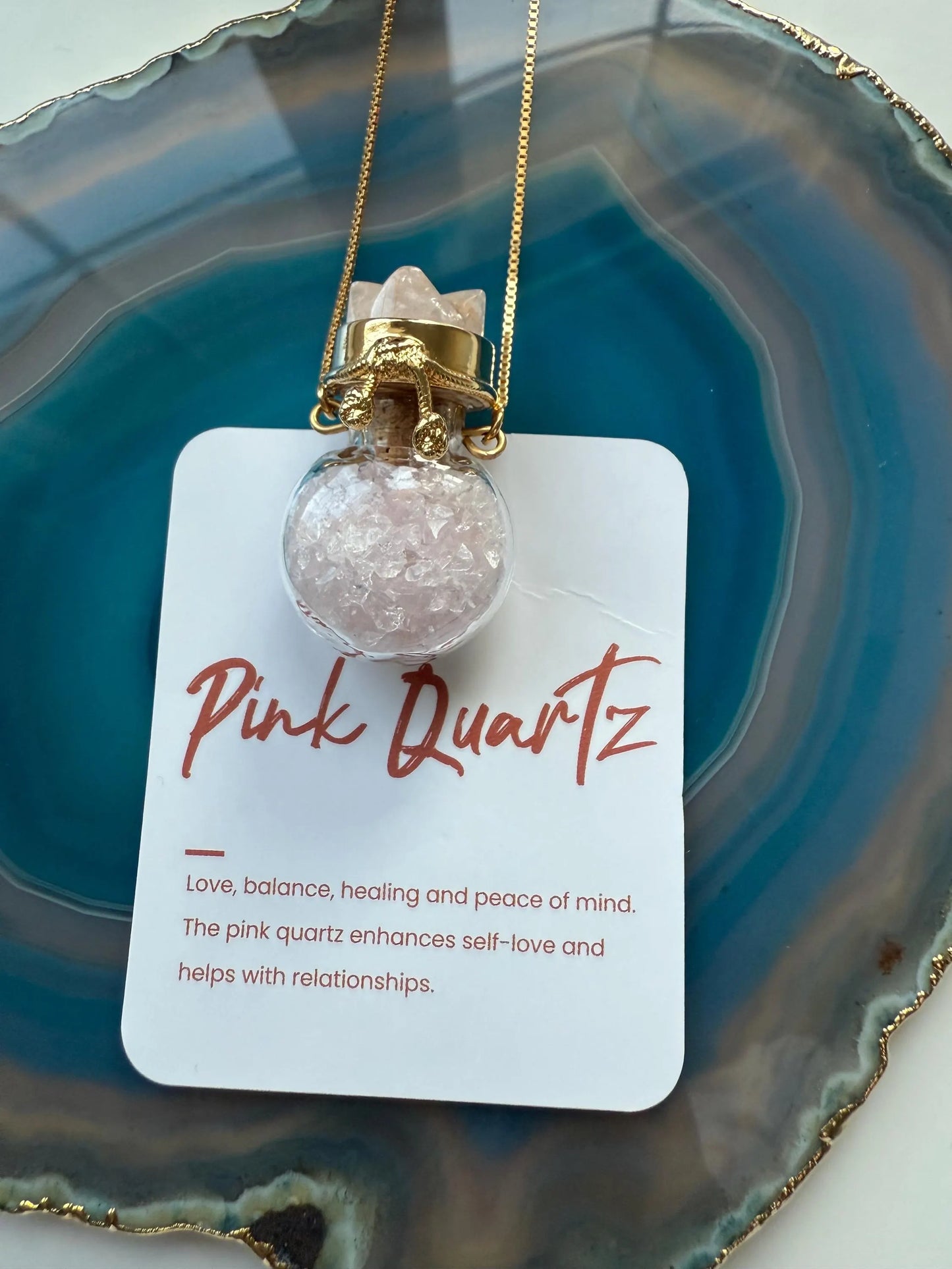 Crystal Vial Necklace – Natural Quartz Stones | 18K Gold Plated