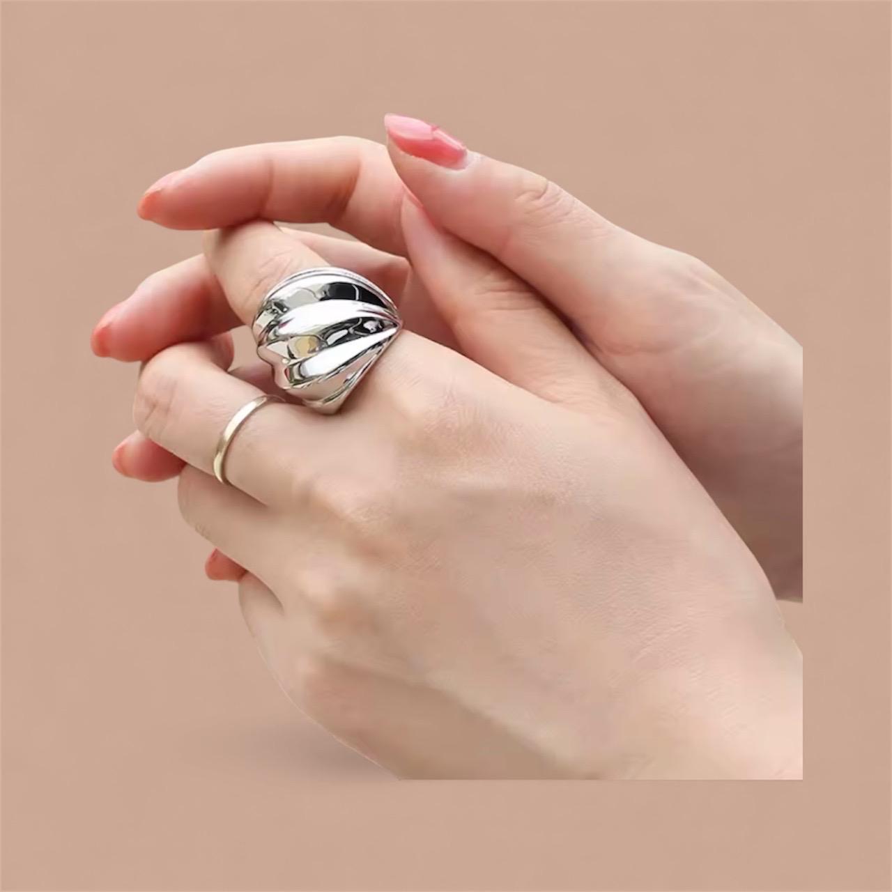 Silver Wave Stainless Steel Ring