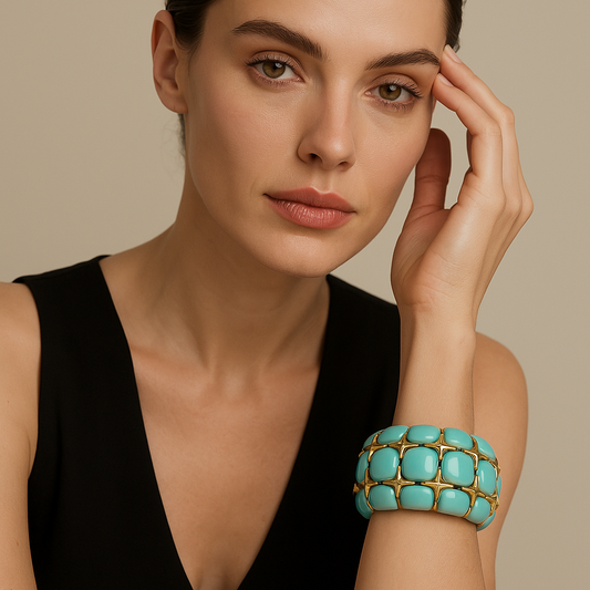 Turquoise Quilted Color Stretch Bangle Bracelet